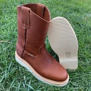 Men’s Work Boots Leather Pull on brown size 4-13.5